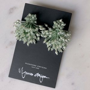 NIB Mignonne Gavigan mint green starburst beaded drop statement earrings